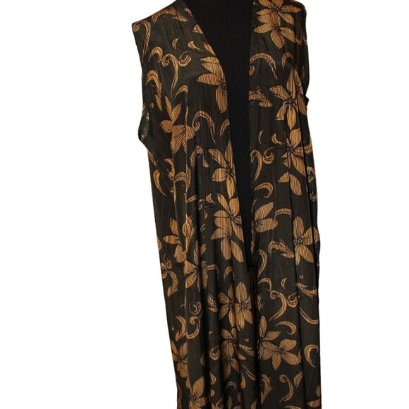 FALL SALE! Lularoe Floral Open Long Cardigan Sleeveless Cover Up Duster L - Picture 5 of 9